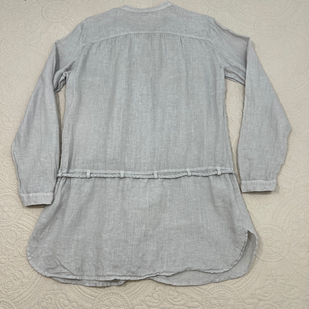 120% Lino Grey 100% Linen Tunic Blouse Braided Tie Waist IT 48 US‎ XL 0127915517 - Picture 3 of 8